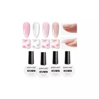 JODSONE 손톱용 빌더 젤, 10ml 4피스 젤 세트 젤리 핑크 누드 화이트, 네일 익스텐션 강화 및 농축 솔루션,