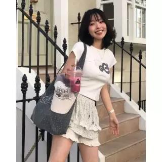 [7월 31일 배송] 에이이에이이 AEAE [토모토모 유인 PICK]BREEZE TOTE BAG [FLOWER CHARCOAL] AE46SWBG005F
