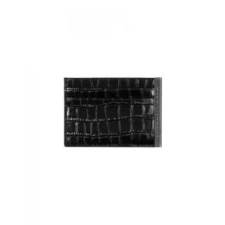 트리밍버드 TREEMINGBIRD Slim Metal Bar Cowhide Leather Card Wallet Black