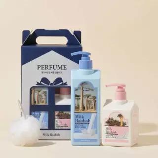 [샤워볼증정] 밀크바오밥 퍼퓸 바디 선물세트 (바디워시500ml+로션250ml+샤워볼) 3종 중 택1
