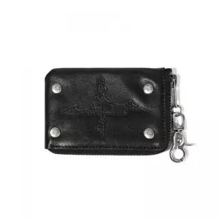 NOT4NERD Patched Leather Side Zipper Card Wallet - Black