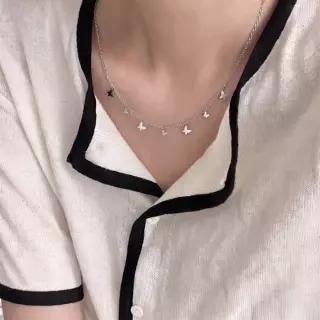 [라일리쥬얼리] Rly 스틸 나비 목걸이 실버 여성 미니 레이어드