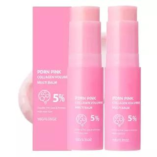 ZXZTSM 2개입 PDRN 핑크 콜라겐 볼륨 멀티 밤 스틱 모든 피부용 깊은 보습 탄력 주름 개선