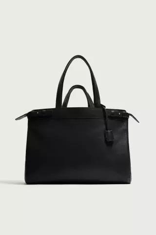 [100%정품인증] ZARA 레더 쇼퍼 백 - 블랙 3354/720/800