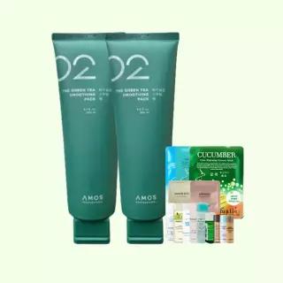 아모스 녹차실감 스무딩 팩 250ml 2개 new+랜덤팩 탈모증상완화기능성