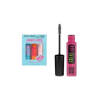 Maybelline New York Baby Lips 모이스처라이징 립밤 3팩, 훌륭한 래쉬 세척 가능한 마스카라 포함, 가장