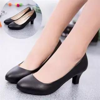 [라일리] Rly 펌프스 여성 미들힐 면접용 둥근코 구두