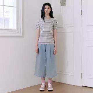 써스데이아일랜드 스트라이프 골지 티셔츠 T264MTS244W MKA673 OUX993