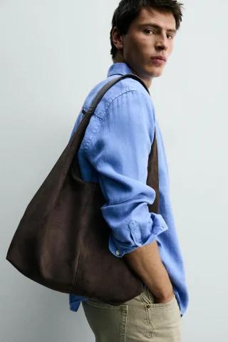 자라 ZARA 남성 솔리드 토트백 - 브라운 3312/820/700342165
