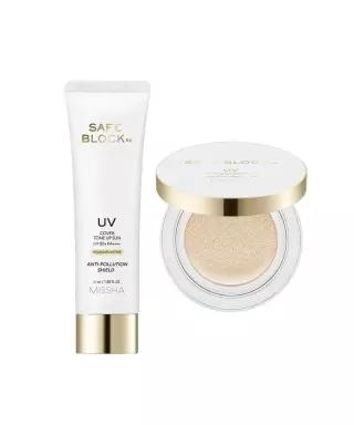 미샤 SET 세이프 블록 RX 커버 톤업 선쿠션 14g + 선크림 50ml