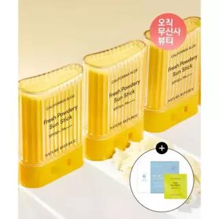 NATURE REPUBLIC [3pack] 캘리포니아 알로에 보송 선스틱 [증정] 히알루론산 마스크팩+데일리 선블럭 1ml