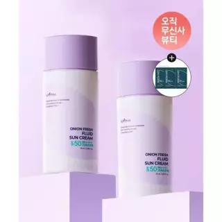 ISNTREE [2PACK] 어니언 프레쉬 플루이드 선크림 50ml +증정: 김PDRN마스크 3ml 3매 증정