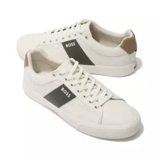 휴고보스 26FW Faux leather trainers with plain and gra