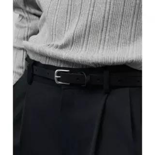 DRAW FIT 카우 슬림 레더 벨트 [BLACK]