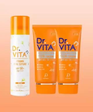닥터비타 DRVITA 3종체험샘플증정 자외선 강력차단 3중 기능성 비타민 선크림 2개 선스프레이 1개 구성 SPF