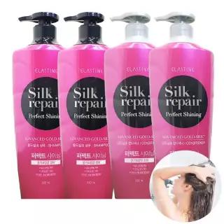 엘라스틴 실크리페어 샤이닝골드 샴푸 550ml 2개 + 컨디셔너 2개