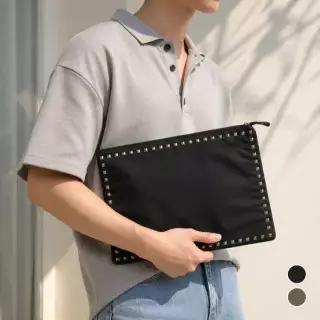 남녀공용 찡 캐주얼 스터드 데일리 심플 사계절 파우치 카키 미니백 블랙 클러치백 가방