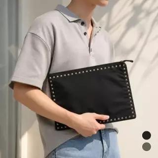 남녀공용 찡 캐주얼 스터드 데일리 심플 사계절 파우치 카키 미니백 블랙 클러치백 가방