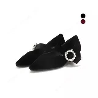 바바라슈즈 최초가 148000 세븐플로어 벨벳 큐빅포인트 메리제인 여성구두 3cm_SFE540. 3775724