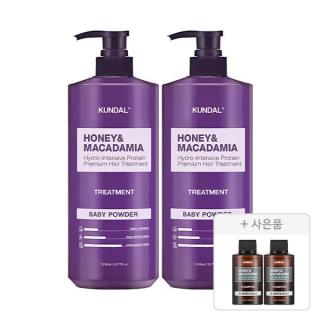 쿤달 트리트먼트 베이비파우더향 1058ml, 2개+증정(화이트머스크 샴푸 100ml, 2개)