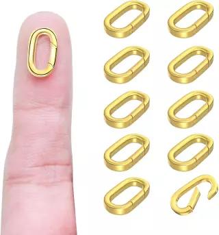OHINGLT 10개입 카라비너 클립 펜던트 잠금장치 18K 골드 목걸이 및 클로저 여성용 팔찌 참 연결기