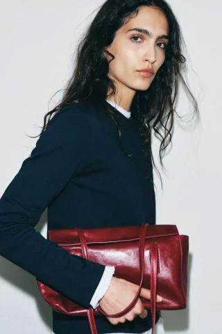ZARA 자라 레더 숄더 백 레드 6757 810 600