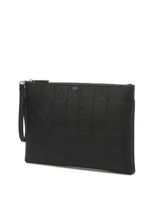 ACC LL[GRID MAXI]블랙 엠보패턴 소가죽 라지 클러치백 DBBA3F279 LE1213826974