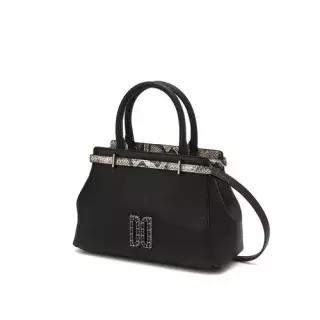 여성 액세서리 [NEW DD AMBER] 블랙 파이톤 배색 가죽 토트백 S DCBA4F082BK 4321012