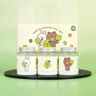 바스X라인프렌즈 미니플러스 탈취제 160g 3개입 기프트 세트 플레인(무향)