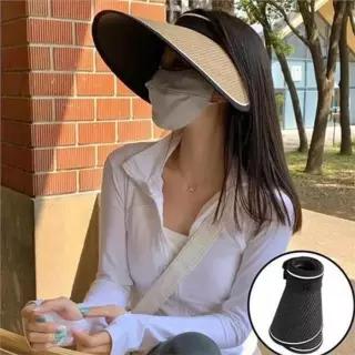 [라일리] Rly 선캡 여성 라탄 스타일리시 휴대용 썬캡