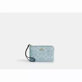 Coach 코치 코너 지퍼 손목 스트랩 파우치 시그니처 캔버스 여성 카드지갑