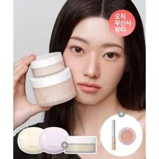 매장정품 MILKTOUCH [SET]올데이 노세범 톤업 선 쿠션 + 에어 블러 라이스 세팅 파우더 (+글리터  블러셔