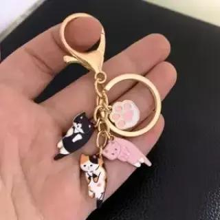 카와이 고양이 키 체인 애완 동물 발 흔적 열쇠 고리 발자국 기념품 선물 여성 남성 DIY 수제 보석