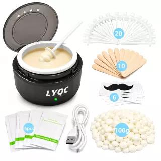 남녀 공용 LYQC 코 왁스 키트 및 귀 털 제거 USB 고속 열풍이 포함된 미니 왁싱 100g 비드 30개의 휴대용