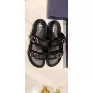 미국 DIOR 남성용 블랙 가죽 로고 버클 슬라이드 샌들 SZ 12 BOX 377530114722