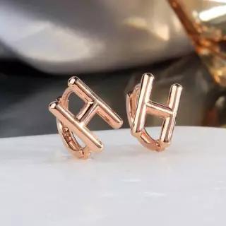 [샤밍주얼리]14K 18K 원터치 귀걸이 알파벳 H 포인트 데일리 고급 여자 친구 선물 에이치