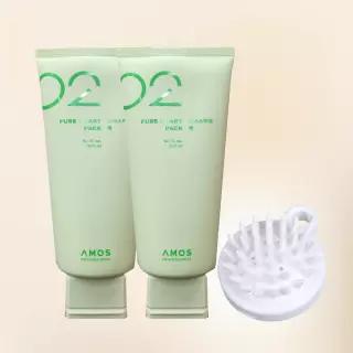 아모스 퓨어스마트 팩 300ml 2개+샴푸브러쉬 두피청정팩