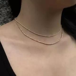 [샤밍주얼리]로데 컷팅 볼 2mm 체인 목걸이 레이어드 데일리 여자 선물 기념일 14K 18K