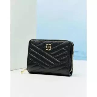 DAKS WOMENS ACCESSORIES 블랙 칼라일 엠보 가죽 골드DD 지퍼돌이 2단 반지갑_DCWA6E216BK