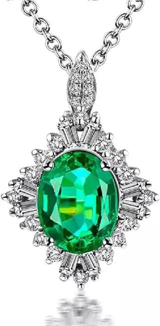 여성용 다용도 약혼 반지와 함께 착용 가능한 Lanmi 14K/18K 화이트 로즈 골드 내추럴 에메랄드 사파이어
