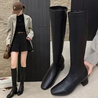 슬림 스판 스웨이드 날씬핏 샤벳 롱부츠