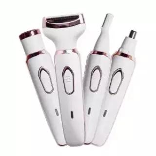 4-in-1 충전식 여성용 전기 면도기 세트 - 휴대용 500mAh 습식 및 건식 무통 트리머 (얼굴 코 다리