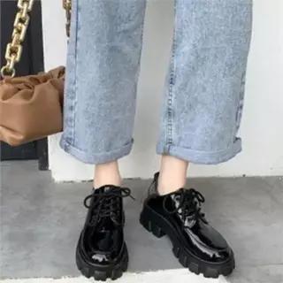 [라일리] Rly 로퍼 직장인 플랫폼 두꺼운 워커 단화 유광 무광