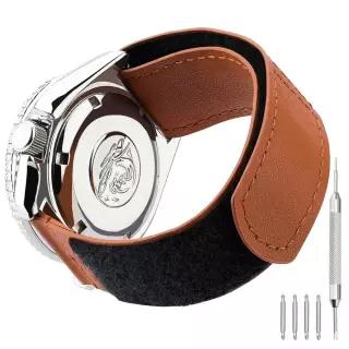 Ritche 크리스마스 선물 조절 가능한 22mm 견고한 전술 가죽 시계 밴드 남성용 후프 및 루프 Timex 익스페