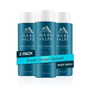 Oars + Alps 남성용 바디 페이스 워시, 모이스처라이징 3팩, 300ml(13.5온스) 446980