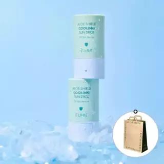 매장정품 KIMJEONGMOONALOE 큐어 알로에 쉴드 쿨링 민트 선스틱 23g (수딩자차) 2개