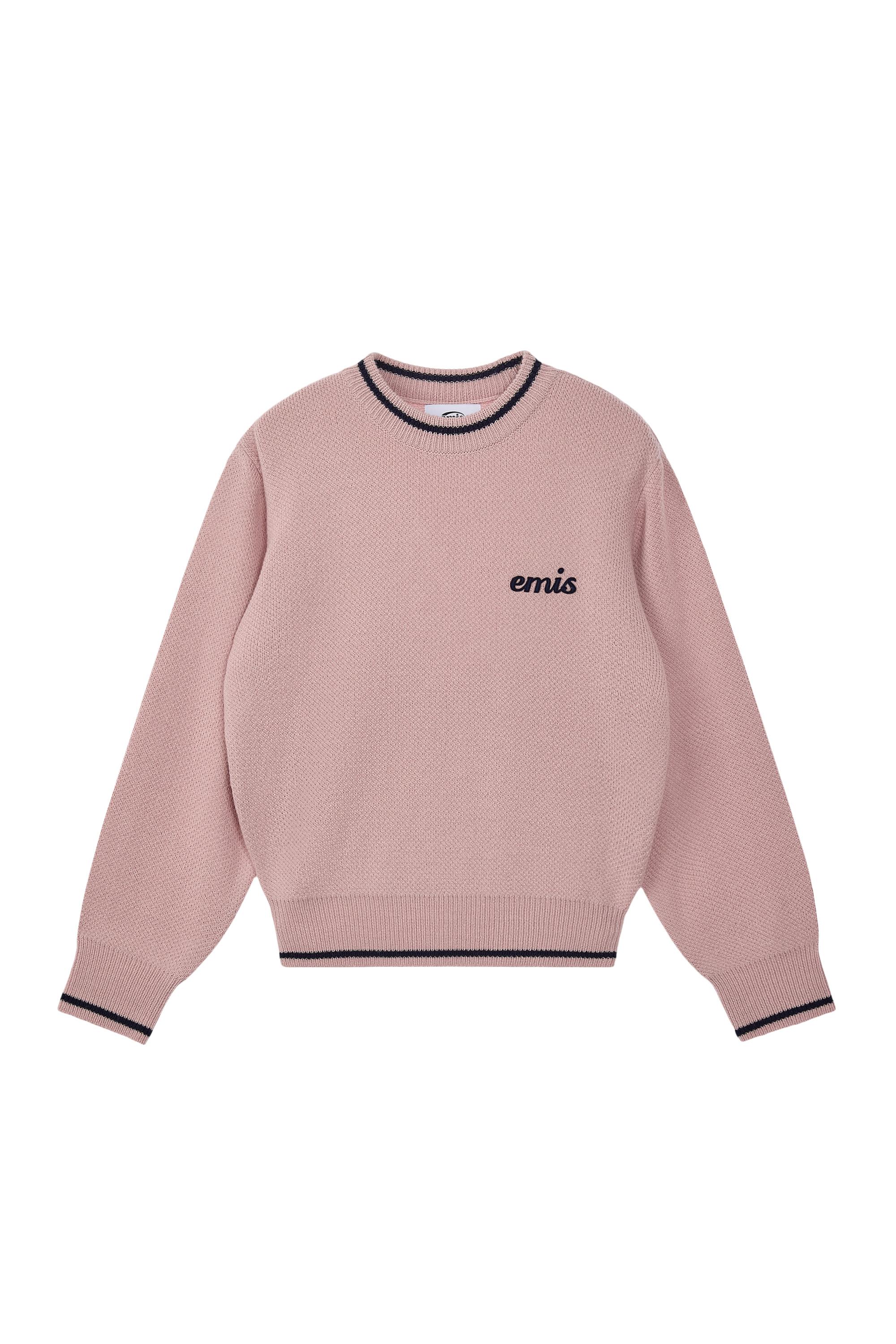 APPLIQUE KNIT PULLOVER-PINK