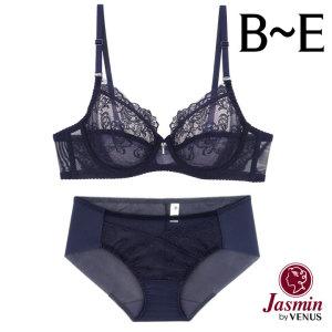 자스민by비너스B-E컵 시스루 레이스 홑겹 풀컵 브라팬티2종(JBA026)75B-85E