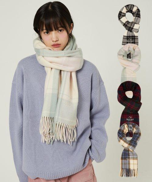 로고 자수 체크 머플러 4 COLOR