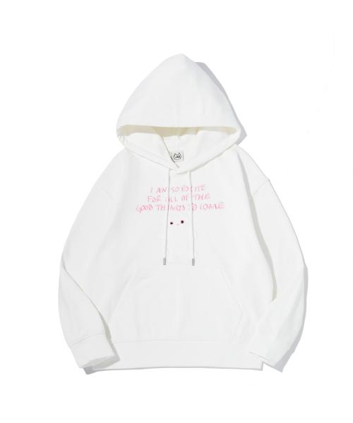 샹뇽이 캐릭터 아플리케 후드 IVORY